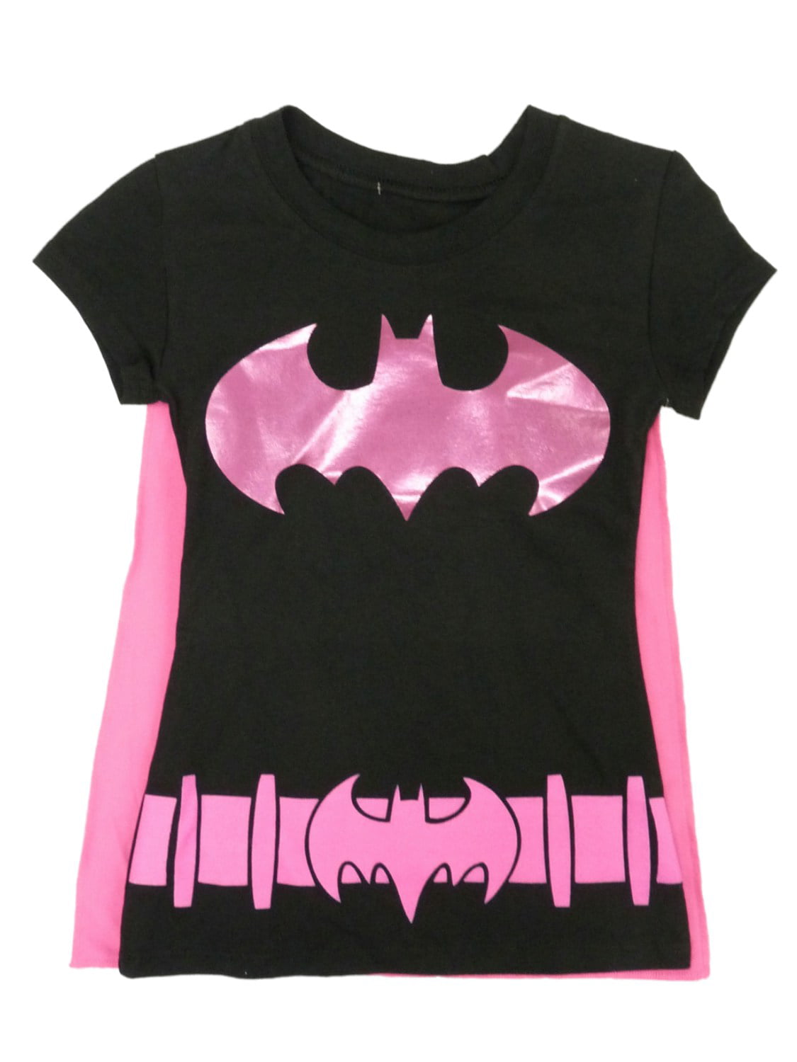 Girls Black \u0026 Pink Batgirl Cape Tee 