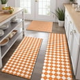 thumbnail image 2 of Orange and White Diamond Pattern Kitchen Rugs Sets Of 3,Kitchen Runner Rugs Non Skid Washable,Decorative Kitchen Floor Mats for Kitchen,Sink,Laundry,17"x30"+ 17"x47" + 17"x59", 2 of 6