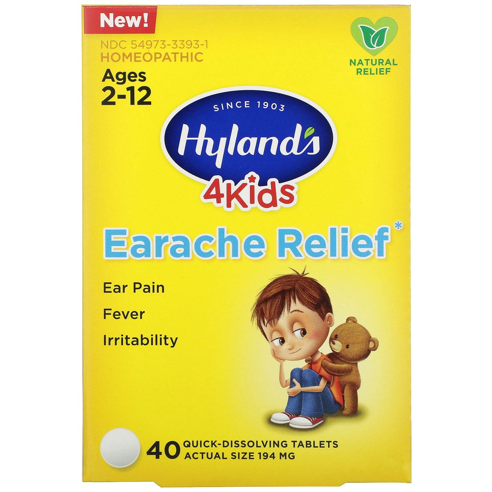 4 Kids, Earache Relief, Ages 212, 40 QuickDissolving Tablets, Hyland