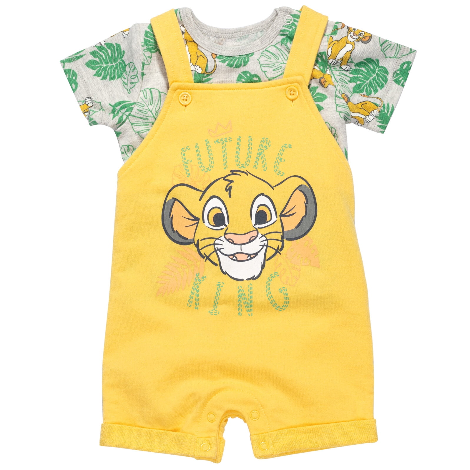 Disney Lion King Baby Boys' Tee and Shortall Set with Bucket Hat Simba Yellow