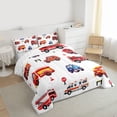 thumbnail image 3 of Homewish Cartoon Fire Engine Queen Comforter Set,Cute Cartoon Car Bedding Sets,White Red Blue Bedding Comforter Set For Teens,Breathable Home Decor Reversible,3-Piece, 3 of 8