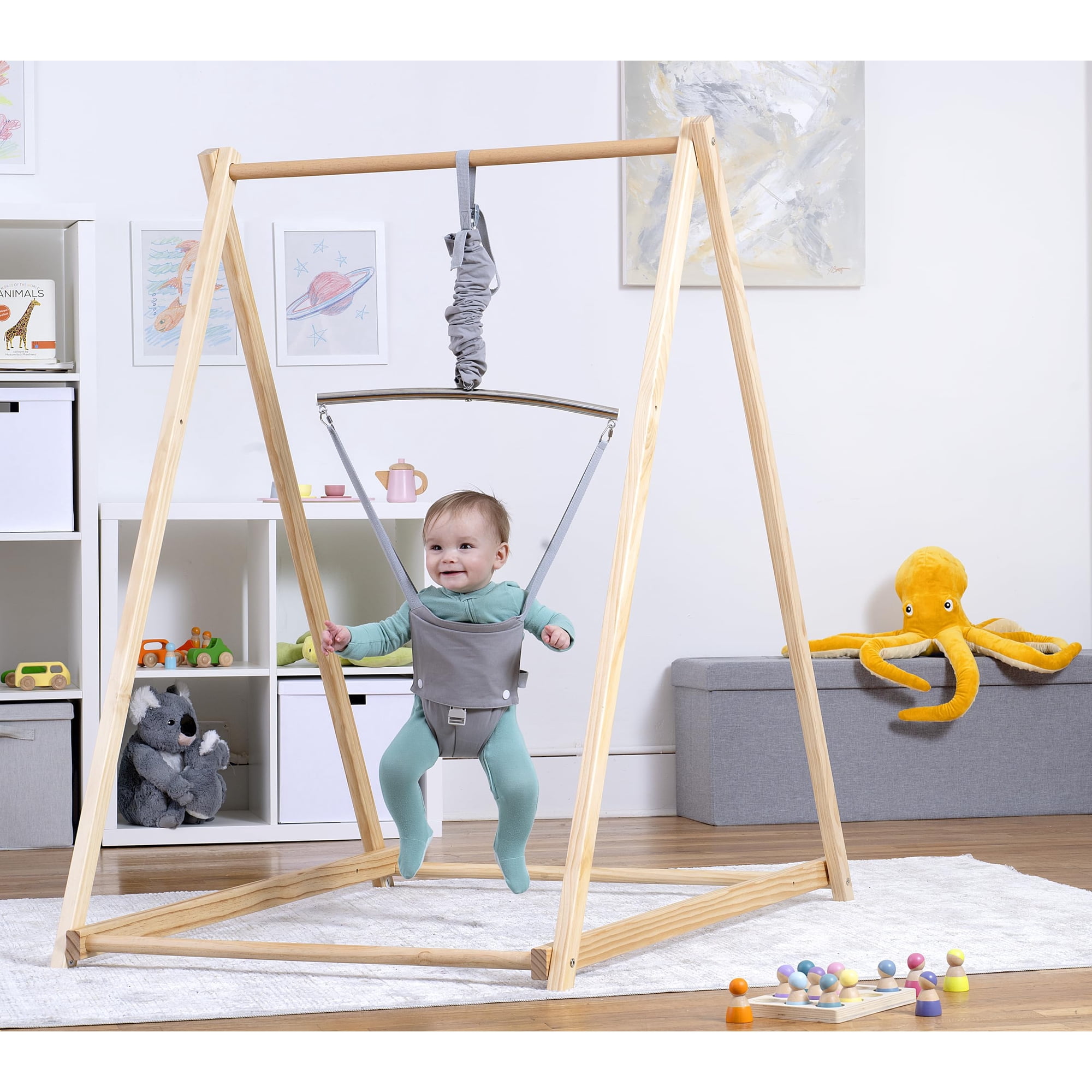 Avenlur Tulip Baby Bouncer - Foldable Baby Jumper with Stand - Self Standing Baby Bouncer for Children 6 Months to 3 Years - Baby Bouncer Seat (Gray)