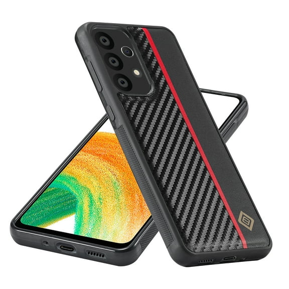 Carbon Fiber Case for Samsung Galaxy A53 5G, Military Grade Rugged PC Frame Shockproof Protective Phone Cover, Support Wireless Charging Compatible with MagSafe Slim Case,Black
