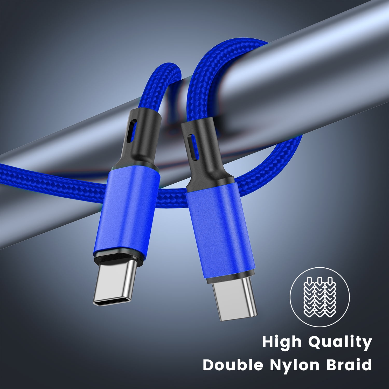Cshidworld USB C to USB C Cable Fast Charging, 3 Pack [6+6+10ft] Type C to Type C Charger Cord Compatible for Samsung S23, Note 20 Ultra, MacBook Pro, iPad Pro/ Air, iPhone 15, Google Pixe,Blue
