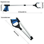 32 Extra Long Grabber Tool, Foldable Grabbers for Elderly Grab It Reaching Tool with Rotating Jaw +Magnets, Wide Claw Opening Reacher Grabber Pickup Tool, Grabber Reacher Tool Heavy Duty