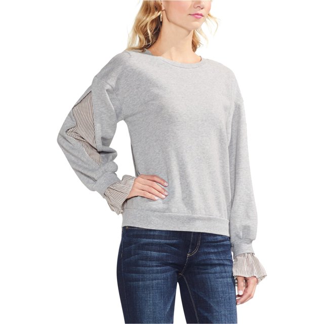 Suéter con ribete de rayas Vince Camuto para mujer gris grande