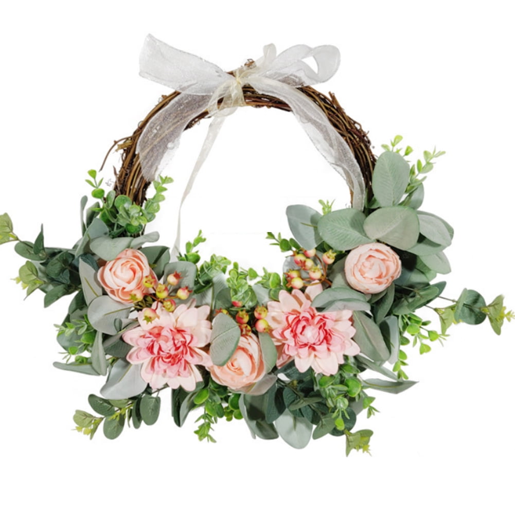 Artificial Spring Wreath Door Floral Leaf Wreath Garland for Home