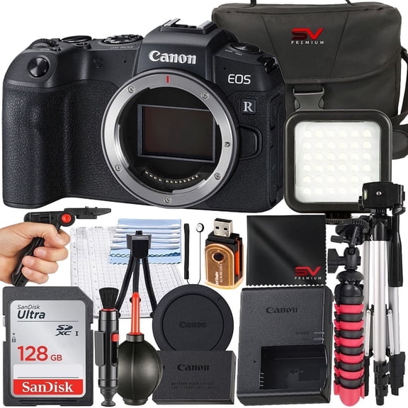 Canon EOS RP Mirrorless Camera (Body Only) with 128GB Memory Card   Case   Tripod   SV Premium Accessory Bundle (International Version)
