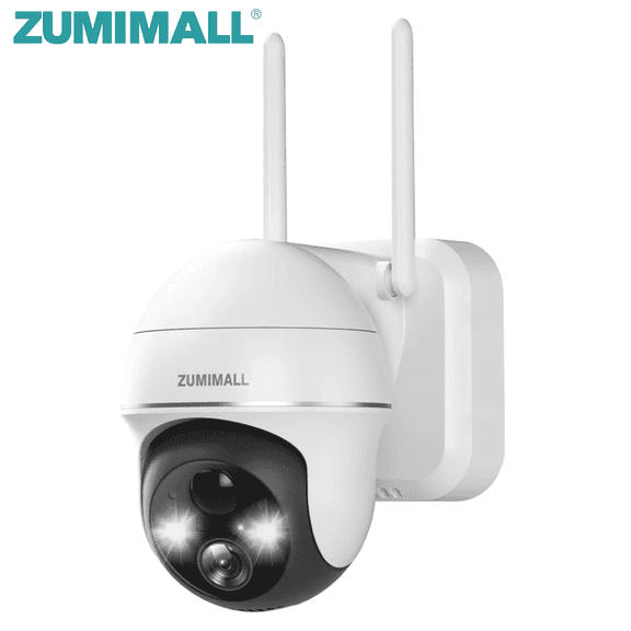 2K Security Camera Outdoor Wireless WiFi with 360° PTZ ZUMIMALL Battery Powered Wireless Cameras for Home Surveillance Spotlight & Siren/PIR Detection/3MP Color Night Vision/2-Way