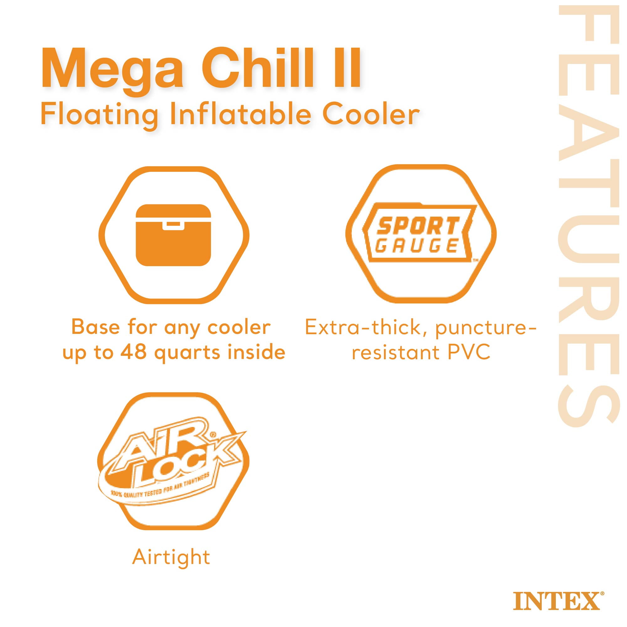Intex Inflatable Mega Chill II 72 Can Beverage Cooler Float w/Lid, 2 Pack