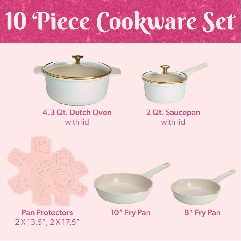 Paris Hilton Clean Ceramic Nonstick Cast Aluminum Cookware Set 