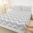 thumbnail image 3 of Feelyou Stripe Line Waves Bed Sheets, Modern Grey Abstract King Sheets, 4 Pieces, 3 of 7