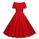 thumbnail image 2 of Vestido de gasa de verano Gibobby mujer cuello en V manga corta color sólido retro, 2 of 4