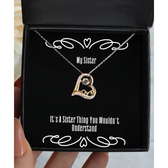 amangny It's A Sister Thing You Wouldn't Understand Sister Love Dancing Necklace, New Sister Gifts, for Little Sister
