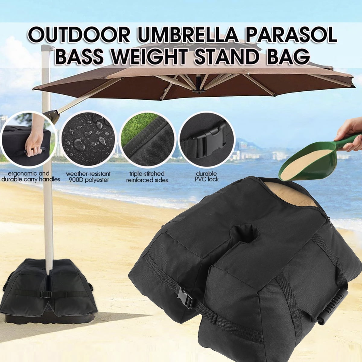 14.6" Square 18.5" Round Patio Umbrella Base Stand Weight Bag Polyester Sandbag 