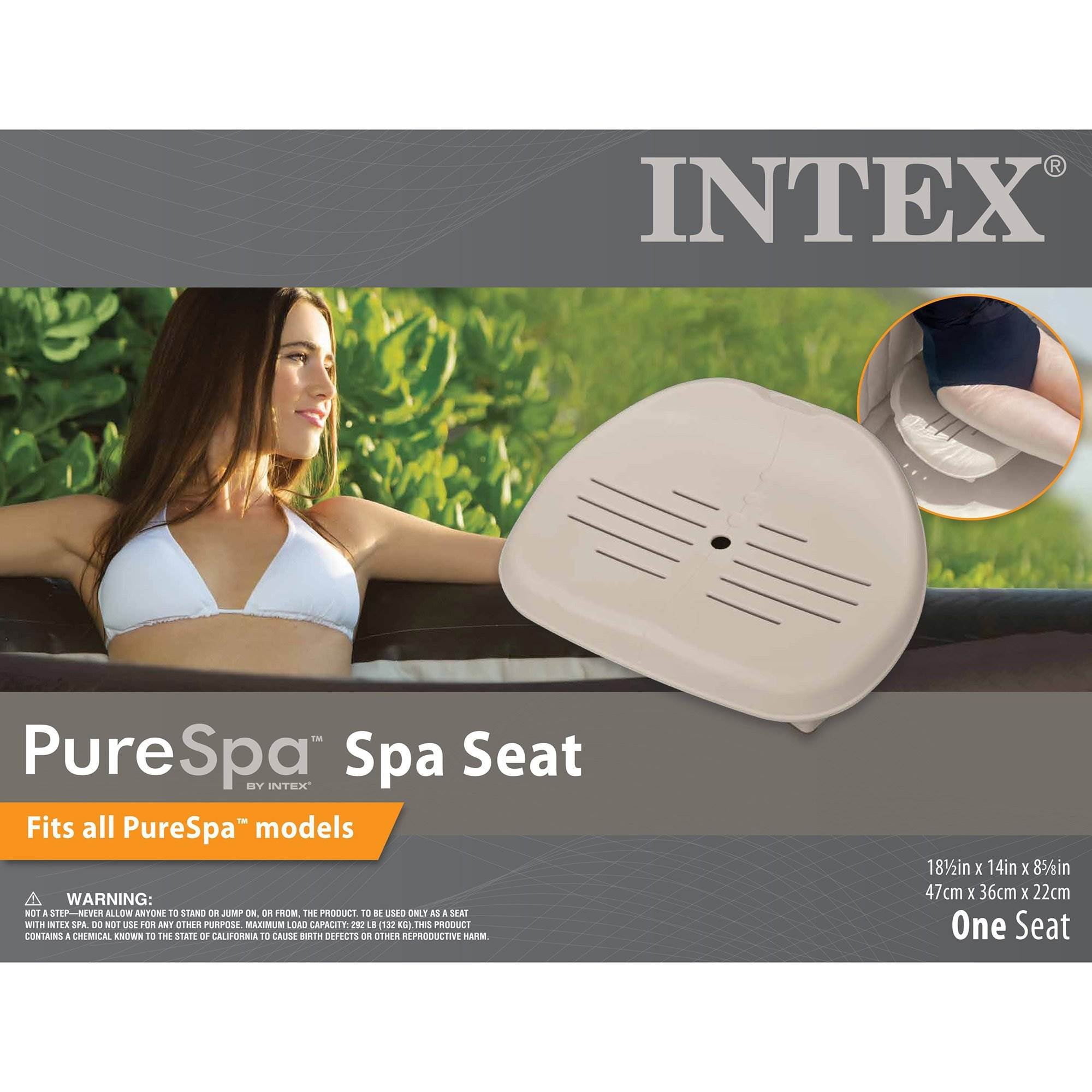 Intex Removable Slip-Resistant Seat For Inflatable Pure Spa Hot Tub + Filters