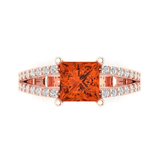 Solitaire with Accents Engagement Ring for Women - 2.48ct Simulated Red Diamond in 14K Rose Gold Promise Ring