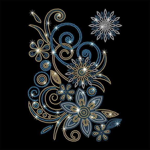 Glass Hotfix Rhinestone Iron on Appliques Costume Accessories for Clothes Bags Pants Flower 297x210mm 1sheet