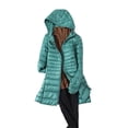 thumbnail image 1 of WEAIXIMIUNG Womens Down Jacket Women's Solid Color Mid Length Hooded Down Jacket with Drawstring Slim Fit Portable Outerwear, 1 of 4