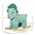 thumbnail image 3 of Qaba Kids Plush Ride-On Rocking Horse Triceratops-shaped Plush Toy Rocker with Realistic Sounds for Child 36-72 Months Dark Green, 3 of 10