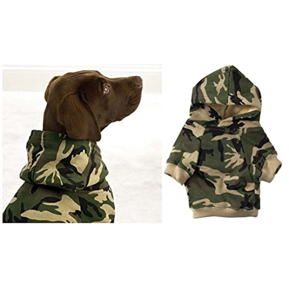 Casual Canine Sweat à Capuche Camouflage Vert pour Chien 100 % Coton Poche Kangourou Chiens (Petit)