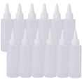 thumbnail image 1 of Paquete de 12 botellas dispensadoras de plástico de 4 onzas con tapa blanca a prueba de fugas, ideales para manualidades líquidas, pegamento artístico y usos múltiples, 1 of 6