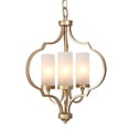 thumbnail image 6 of LNC Charm 3 -Light Matte Gold Cage Frosted glass Metal Chandelier, 6 of 11