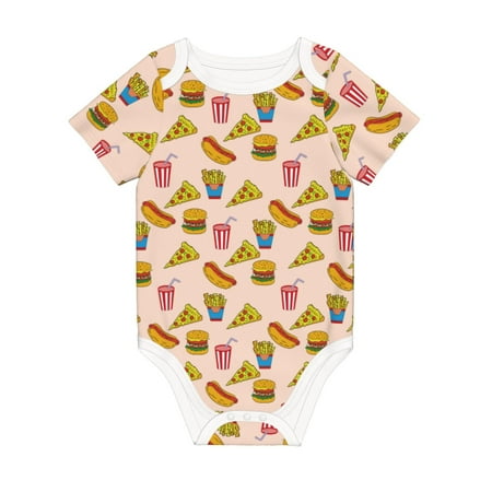 

Coaee Hamburger Pizza Coke for Soft Cotton Baby Short-Sleeve Bodysuit Baby Girls Boys Bodysuit Romper