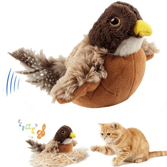 LANHUE Interactive Cat Toys for Indoor Cats, No Flying, Flapping Wings with Chirp Sound, Touch Activated Kitten Toys for Boredom, Rechargeable Kitty Supplies for Exercise