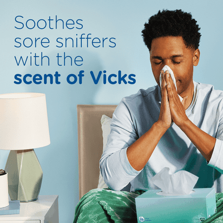 Puffs Plus Lotion with the Scent of Vick's Facial Tissue, 1 Family Size Box, 88 Tissues per Box,
