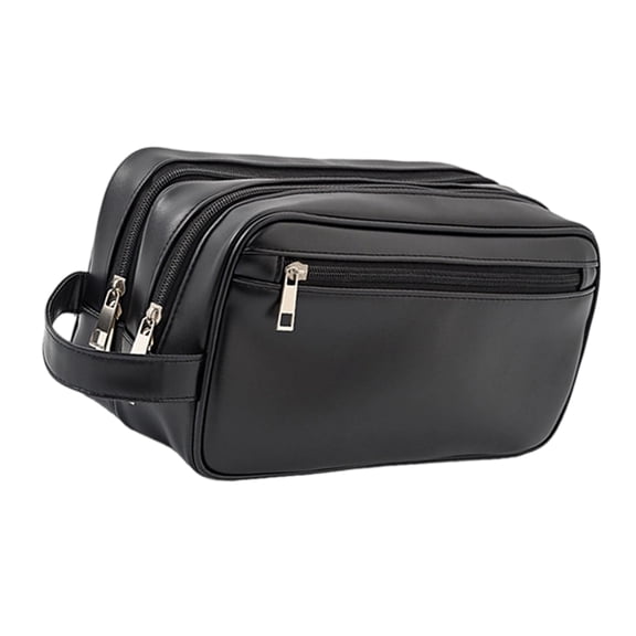 Men's Double Layer Toiletry Bag Waterproof PU Materials Large Capacity For Travel Portable Cosmetic Organizers