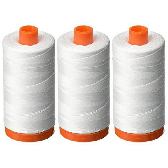 3-PACK - Aurifil 50WT - White, Solid - Mako Cotton Thread - 1422Yds EACH