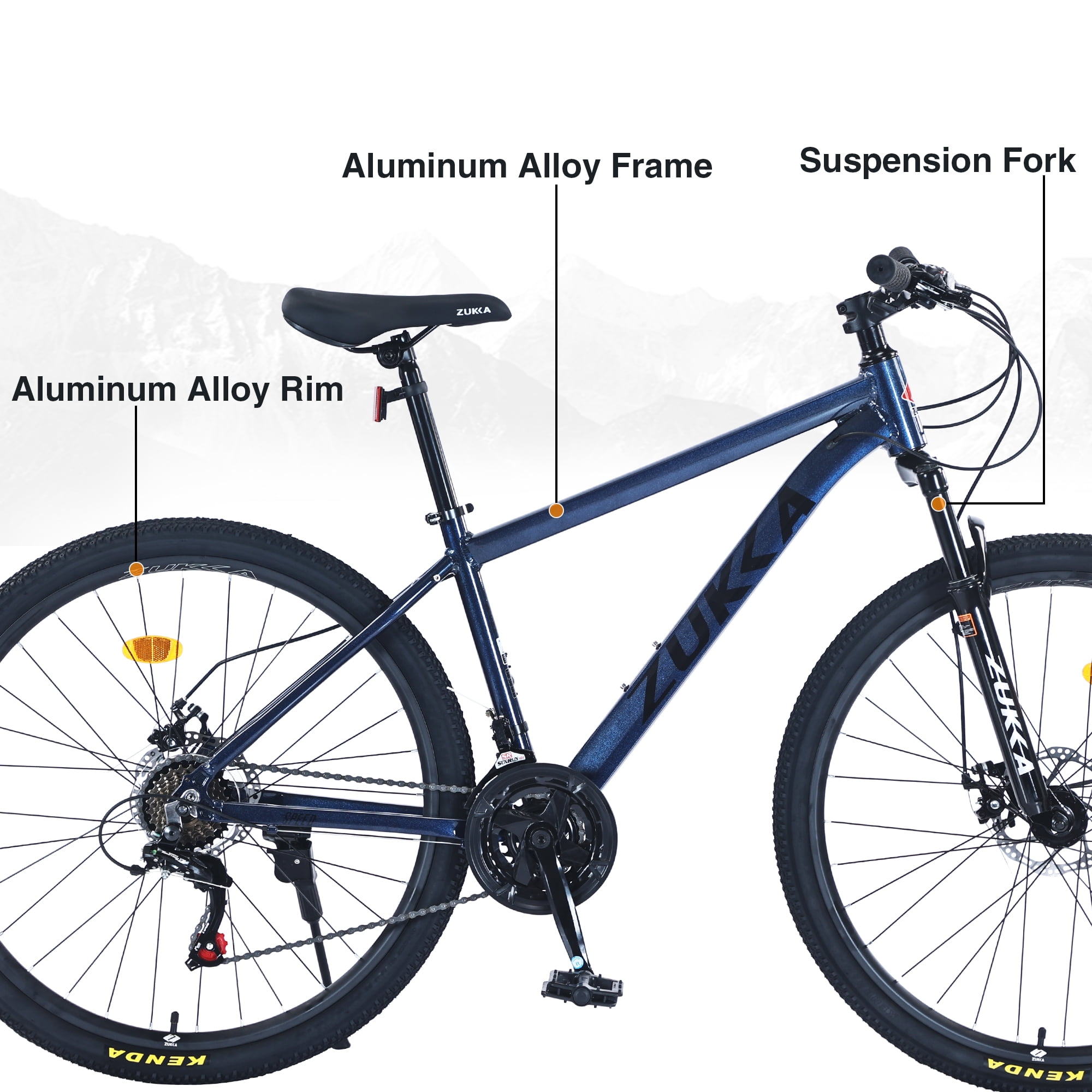 Aukfa 27.5" Aluminum Mountain Bike, 21-Speed MTB with Dual Disc Brakes & Suspension for Men & Women,Blue
