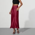 thumbnail image 4 of Binmer Women's High Waist Satin Mermaid Midi Skirt,Solid Casual Summer Bodycon Skirt Red,Women's Plus XXL, 4 of 8