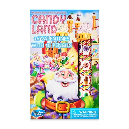 Way To Celebrate Candyland Valentine's Day Cards, 16 Count, Multi-Color Classroom Exchange Cards, 16 Full Size Pencils