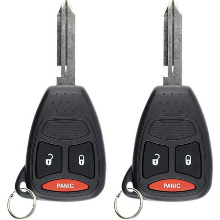 Key Fob Blanks - 2 PACK KeylessOption Keyless Entry Remote Control Blank Uncut Car Key Fob Replacement KOBDT04A for Jeep Dodge Chrysler Vehicles