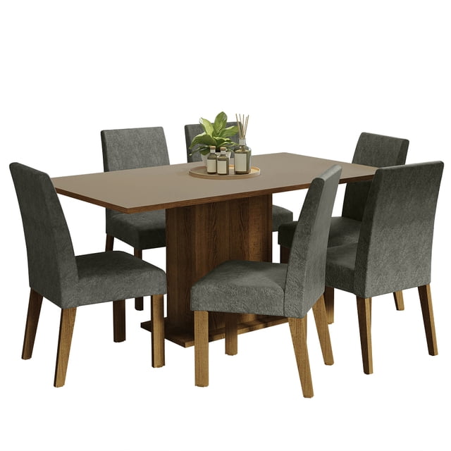 Juego de Comedor Madesa Renata con Mesa de Tapa de Madera y 6 Sillas Plata