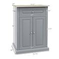 thumbnail image 4 of Homcom Rolling Kitchen Island Cart,Portable Serving Trolley Table with Drawer,Adjustable Shelf and 2 Towel Racks,Grey,Grey Mdf Furniture Dining Kitchen Islands Carts, 4 of 7