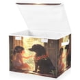 thumbnail image 2 of WOBOGO Black Dog with Lass Large Collapsible Storage Box Flip Lid Fabric Decorative Organizer Container Basket with Handles 16.5×12.6×11.8in, 2 of 7