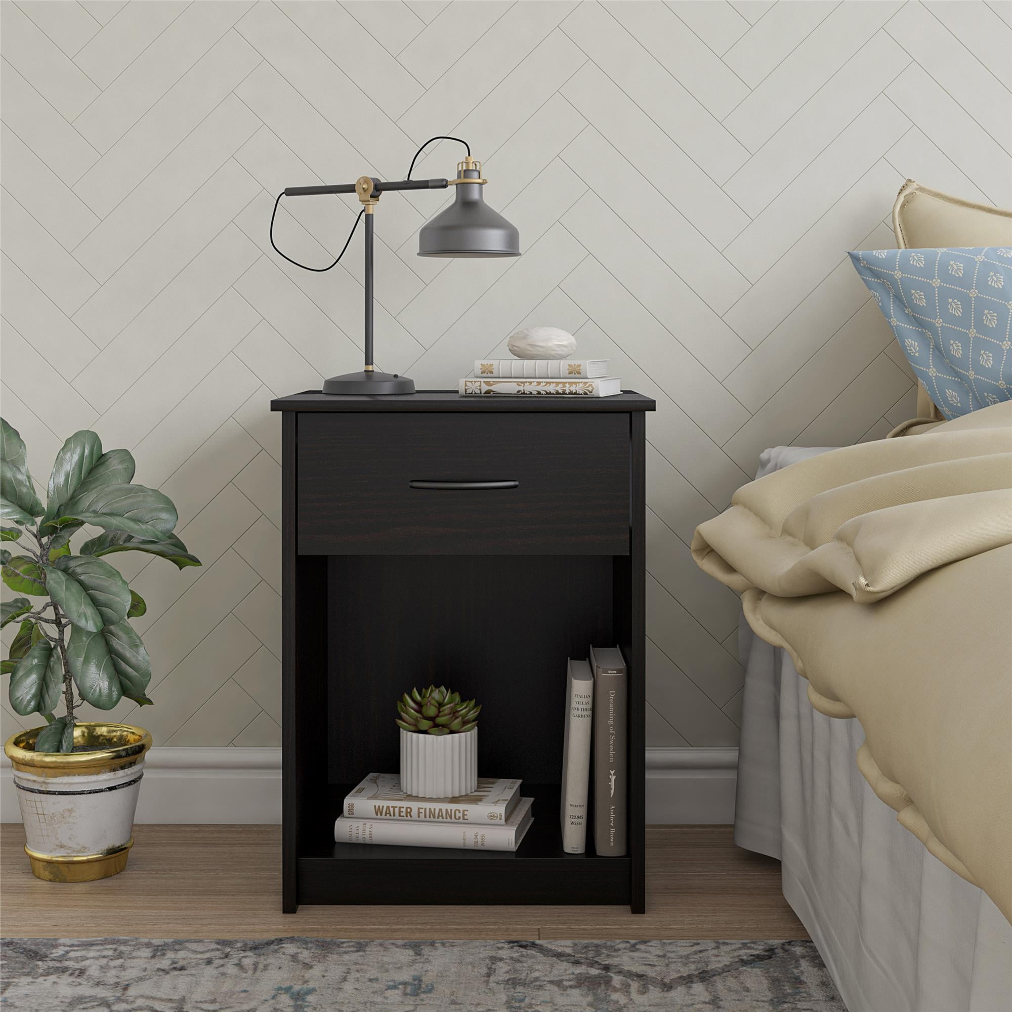 Mainstays 1 Drawer Bedroom Nightstand, Espresso