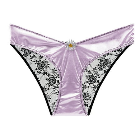 

XZHGS Solid Spring Thong Women Lace Low Waist Seamless Hollow Out Pure Cotton Briefs Womens Lingerie Bodysuit Snap Crotch