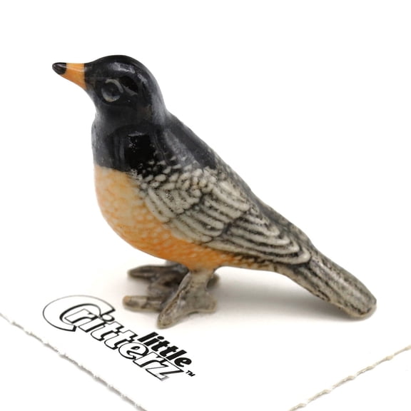 Little Critterz American Robin “Cheerup” Miniature Porcelain Figurine, Hand-Painted Bird Collectible, Nature Home Décor Display Piece, Gift for Bird Lovers