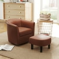 thumbnail image 2 of Giantex Swivel Accent Chair w/Ottoman, Modern Barrel Club Chair, Swivel Single Sofa w/Footrest, Brown, 2 of 9