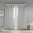 thumbnail image 2 of Madison Park Rosette Floral Embellished Cuf Tab Top 1-Piece 50x84 Solid Curtain Panel, Grey, 2 of 8