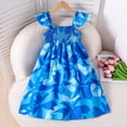 thumbnail image 3 of Vestido largo de princesa con botones sin mangas y estampado de verano para niños, estilo vacacional, top de poliéster para niños, 3 of 8