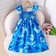 thumbnail image 4 of Vestido de Fiesta de Navidad de Niñas Estilo de Vacaciones sin Mangas con Botón de Impresión de Verano Vestido Largo de Princesa con Poliéster Suave, Traje Lindo Transpirable para Niños, 4 of 9