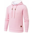thumbnail image 2 of Tyhengta Mens Hooded Sweatshirt Casual Long Sleeve Drawstring Jacquard PlaidCloth Pullover Hoodies Pink XL, 2 of 8