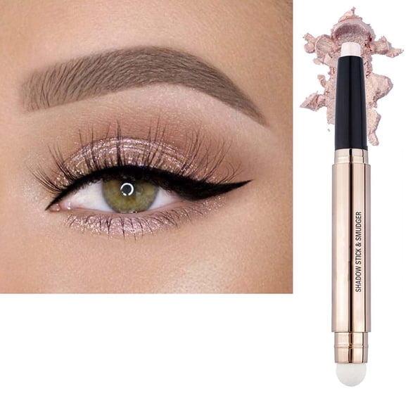 TWLBXMG Barra de sombra de ojos y cepillo de esponja Crema Brillo Suave Sombra de ojos Lápiz Hipoalergénico Impermeable Sombra de ojos Delineador de ojos Resaltador Paleta de imprimación Brillo Líquid