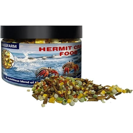 Hermit Crab Food, 4 oz Buffet Blend Mix with Mealworms, Black Soldier Fly Larvae and vegetables, Buffet Blend for Hermit Crab