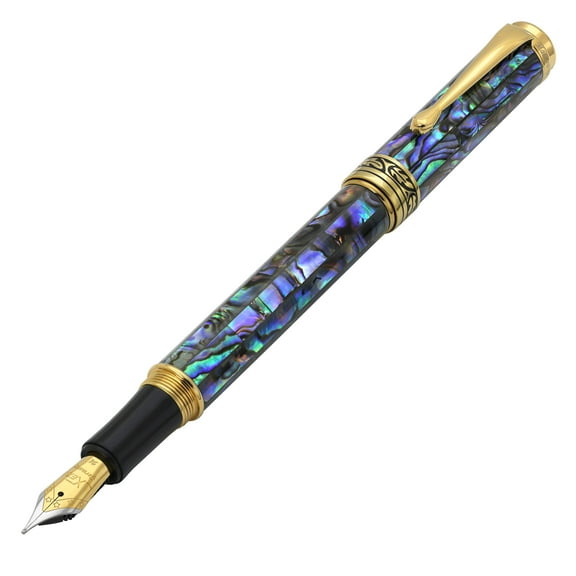 Xezo Xezo Maestro® Paua Abalone Sea Shell Fountain Pen (Medium Nib) - 18K Gold Plated